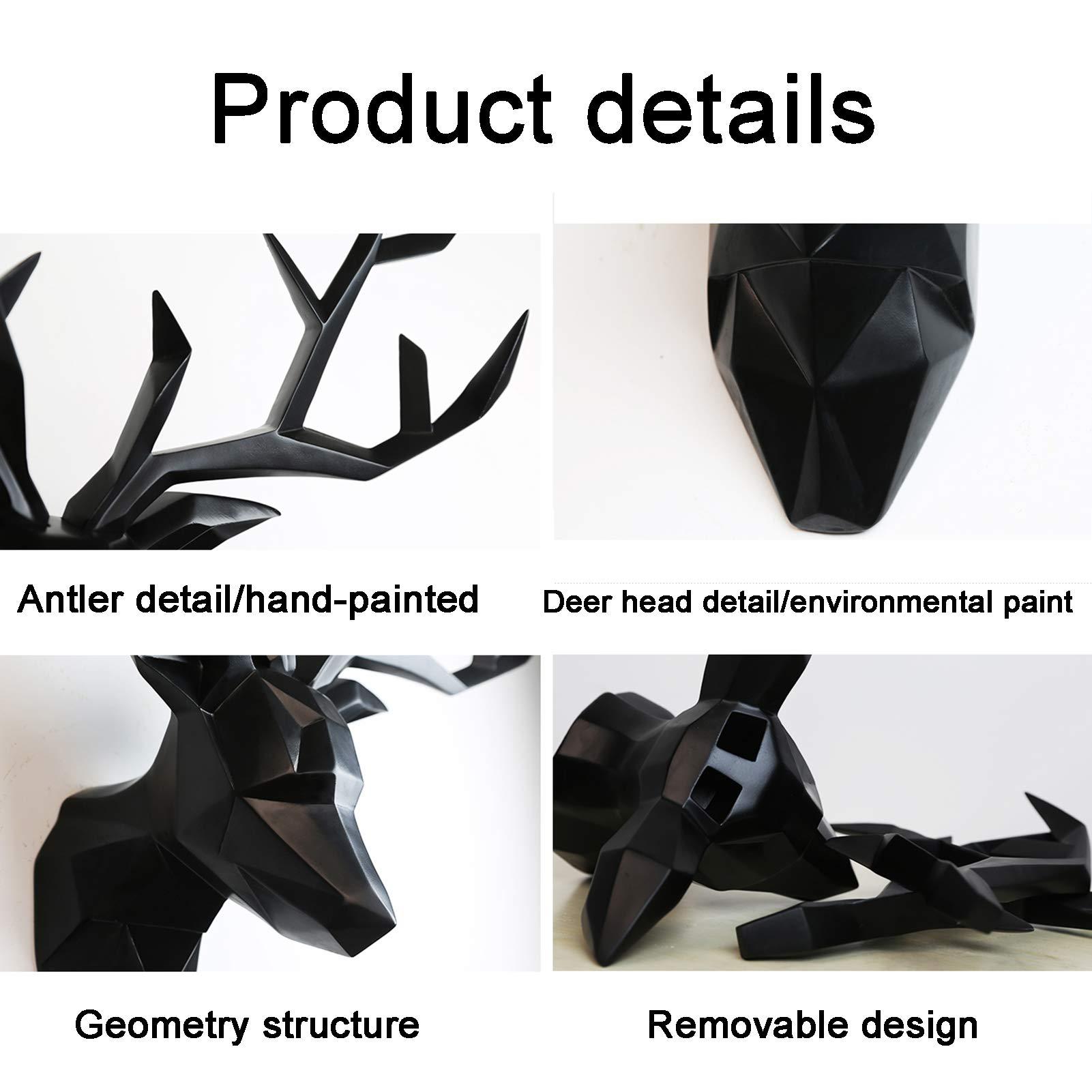 Feelme Wall Charmers Faux Deer Head, White Faux Antlers Wall Sculptures - Rustic Wall Decor Deer Antlers, Faux Taxidermy Animal Head Wall Deco