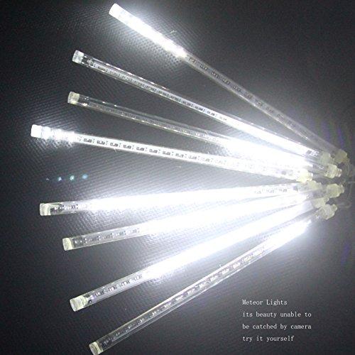 CDL CDL Meteor Icicle Snow Falling Rain Drop 50cm 8 Tubes 240 LED Shower Christmas Raindrop Cascading Lights for Wedding Party Holiday Xmas Halloween Home Garden Tree Decoration -US Plug (Cool White)