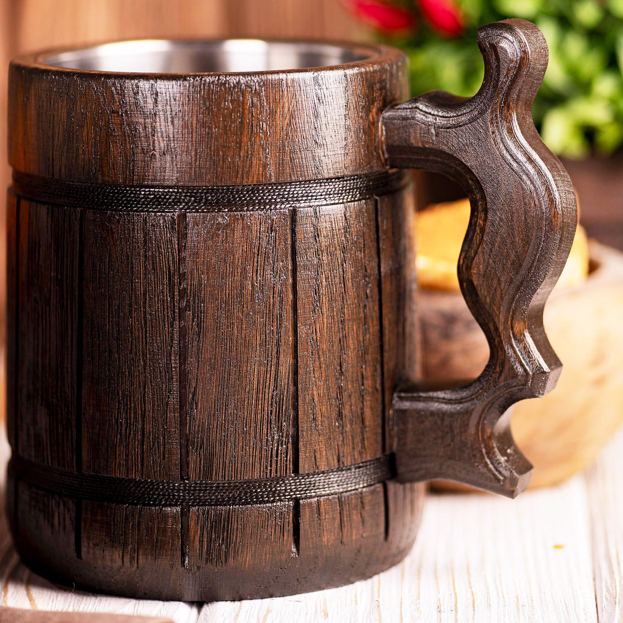 WildMugs MHW Beer Mug, MHW Personalized Stein, Wooden Tankard