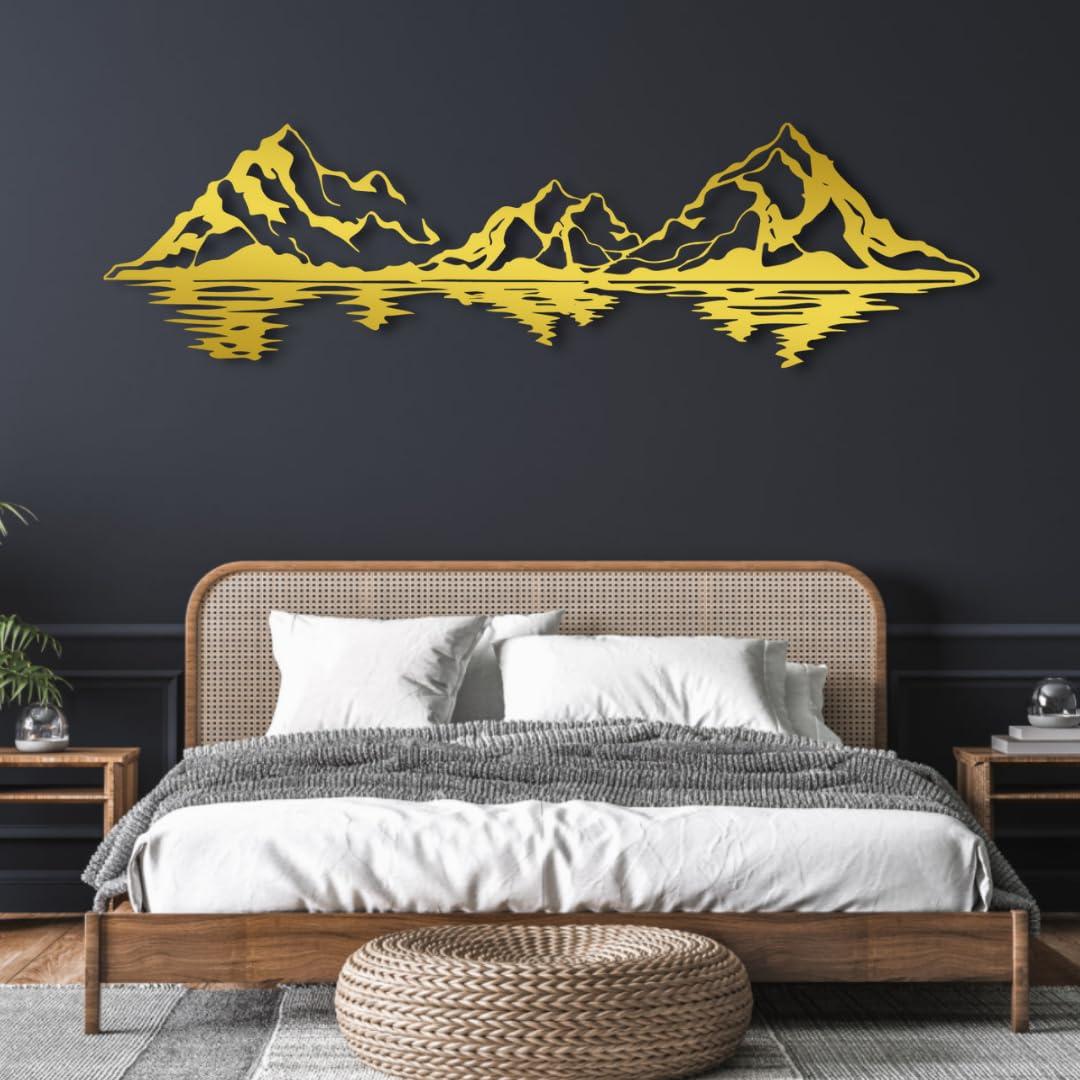 Cadeali Metal Mountain Wall Art, Mountain Wall Decor, Mountain Metal Wall Art, Large Wall Art Mountains, Wall Hangings, Mountain Decoration for Living Room, Bedroom or Study (Sliver, 72"x21"/183x51cm-2 pieces)