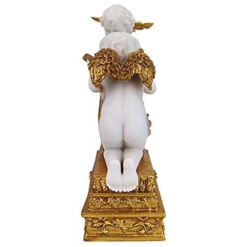 Design Toscano Design Toscano Chateau Carbonne Cherub Mantel Clock Statue, 10 Inch, Polyresin, Gold and Ivory
