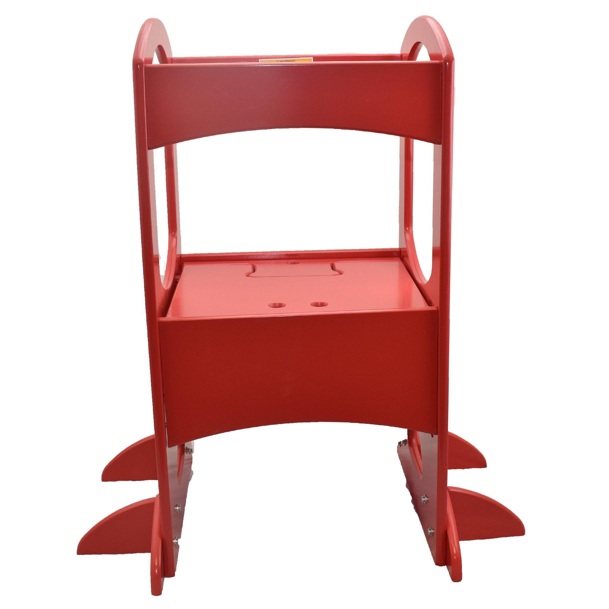 Little Partners Kids Learning Tower, Toddler Tower by Little Partners, Child Kitchen Stool Helper Adjustable Height, Counter Step-Up Active Standing Tower (Red)