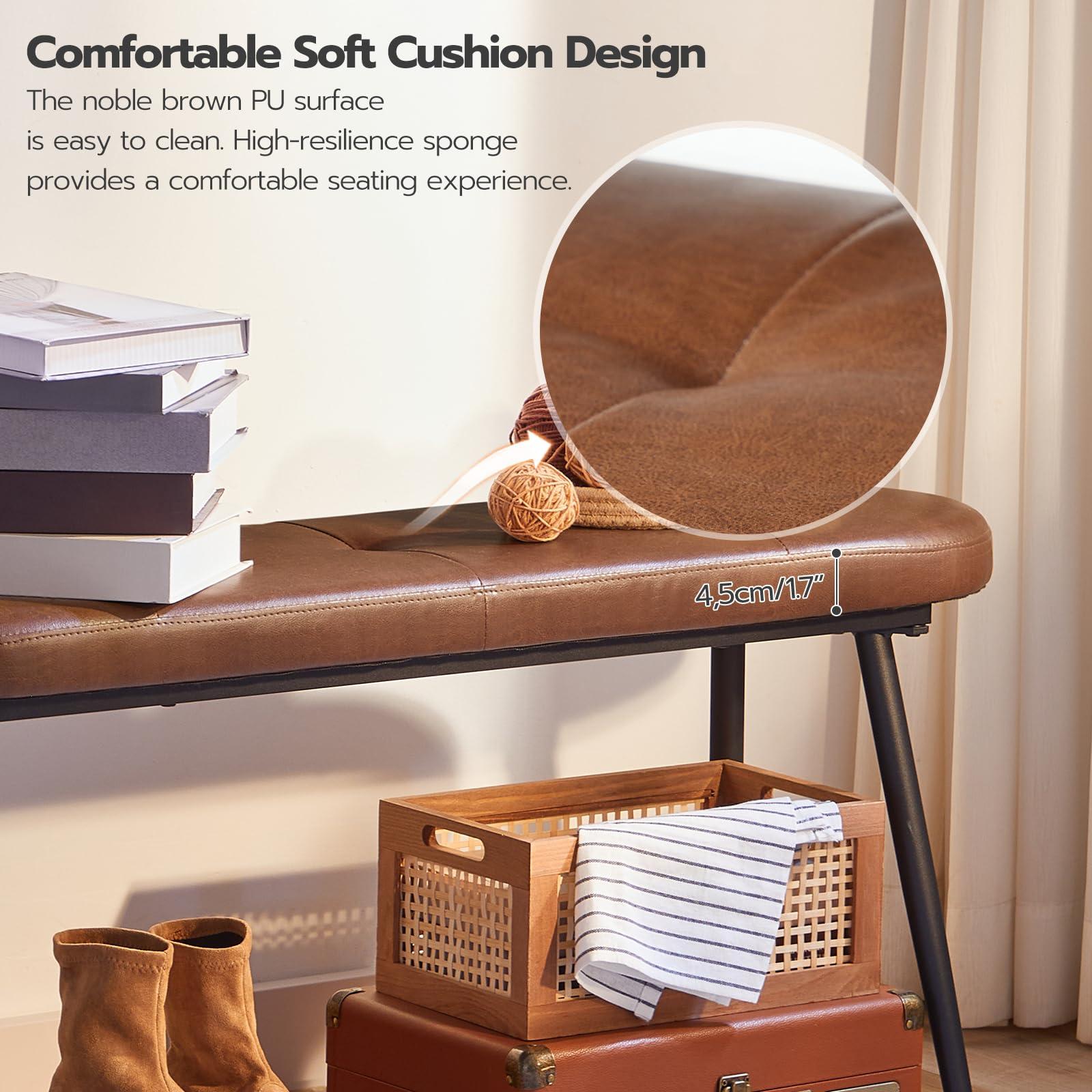 HOOBRO HOOBRO Pair of 2 Benches and Dining Bench Bundle, Industrial Style Indoor Benches for Kitchen, Living Room, 39.4\" Upholstered Table Bench for Kitchen, Dining Room, Entryway BF01CD01-CB100CD01