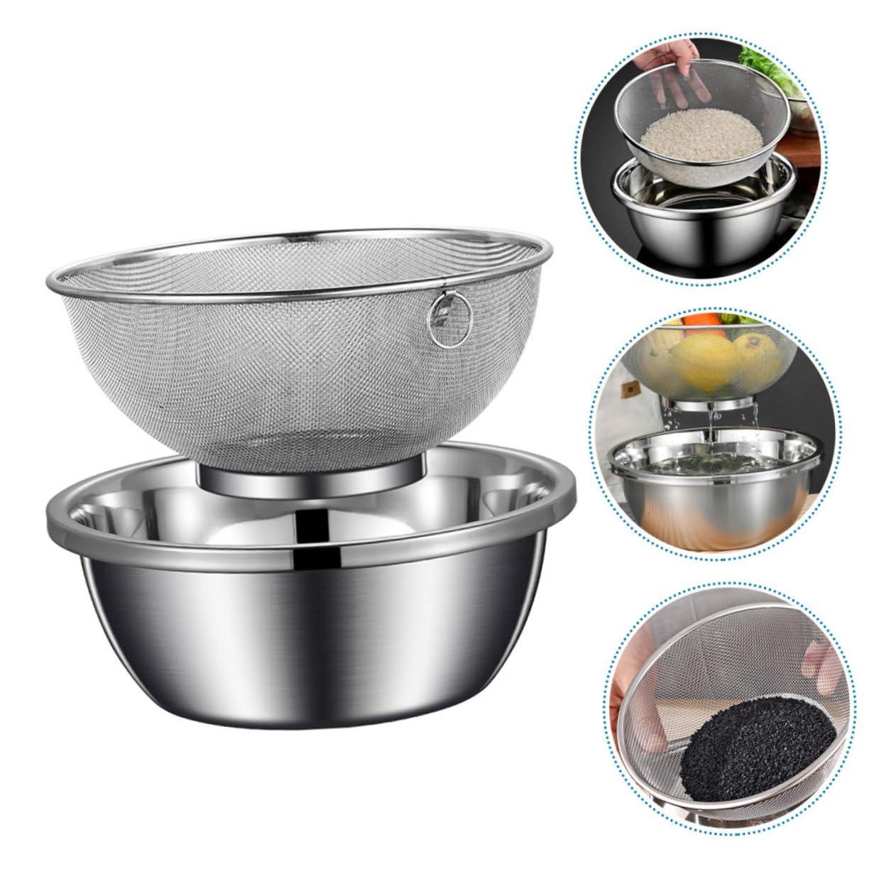NAMOARLY NAMOARLY Rice Cleaning Strainer Fine Mesh Strainer Bowl Vegetable Fruit Cleaning Basket 2-in-1 Rice Washing Bowl with Colander Kitchen Supply