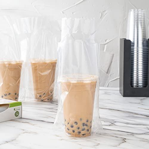 Restaurantware Restaurantware Basic Nature Plastic Drink Carriers 100 Single Cup Plastic Bags For Cups - Disposable With Handles Clear Plastic Drink Delivery Bags For Delivery Coffee Tea Juice