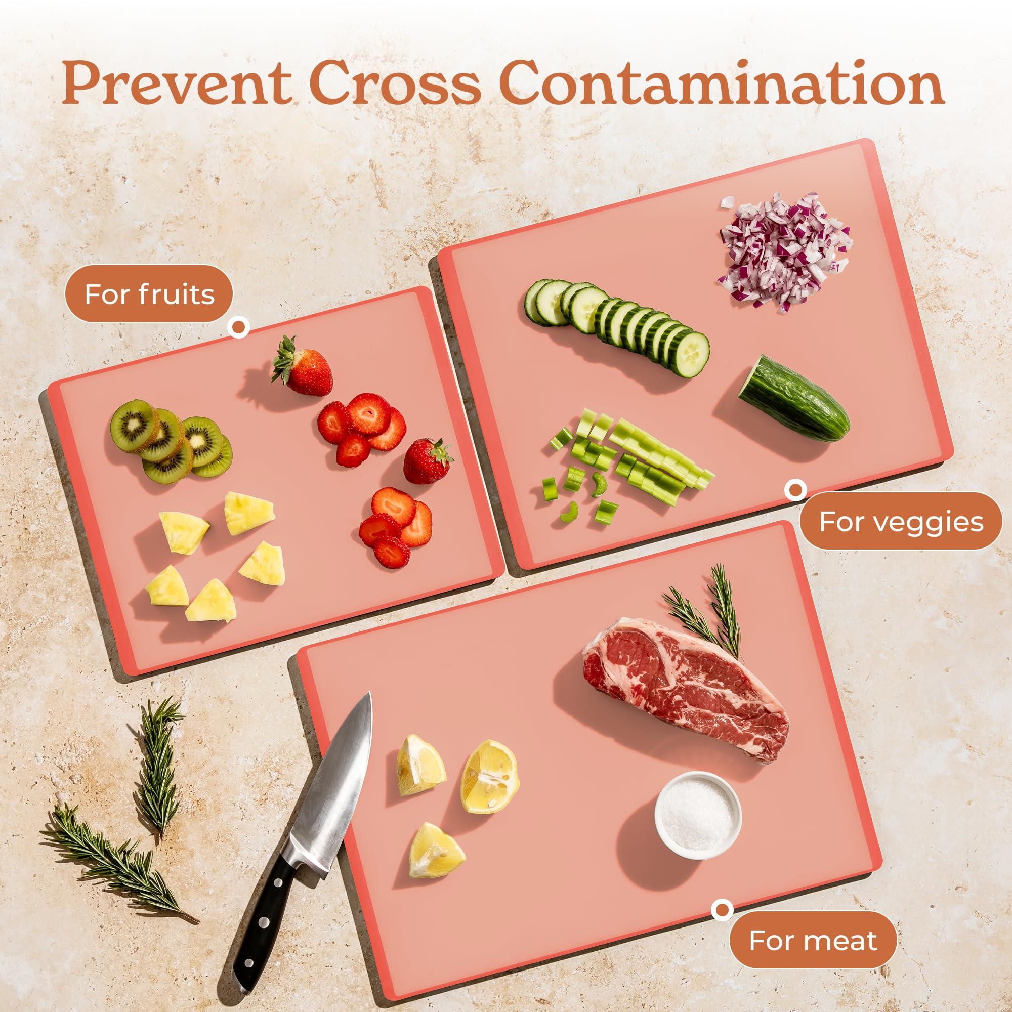 SMIRLY SMIRLY Plastic Cutting Board Set With Holder, Dishwasher Safe Plastic Cutting Boards Set for Kitchen, Cutting Boards for Kitchen - Plastic Chopping Board Set