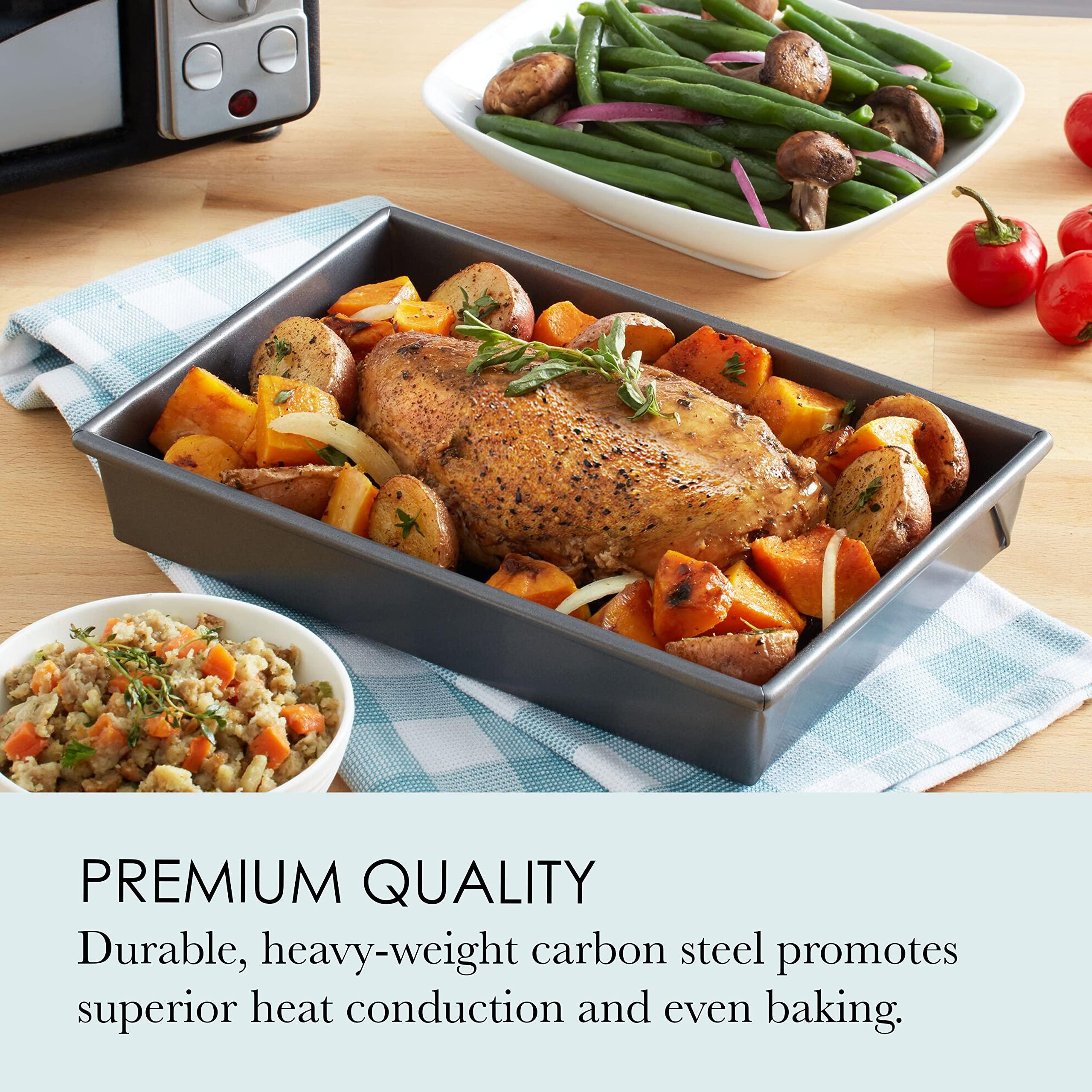 Chicago Metallic Chicago Metallic 26639 Petite Roast Pan with Rack, Grey, 10-Inch-by-7-Inch