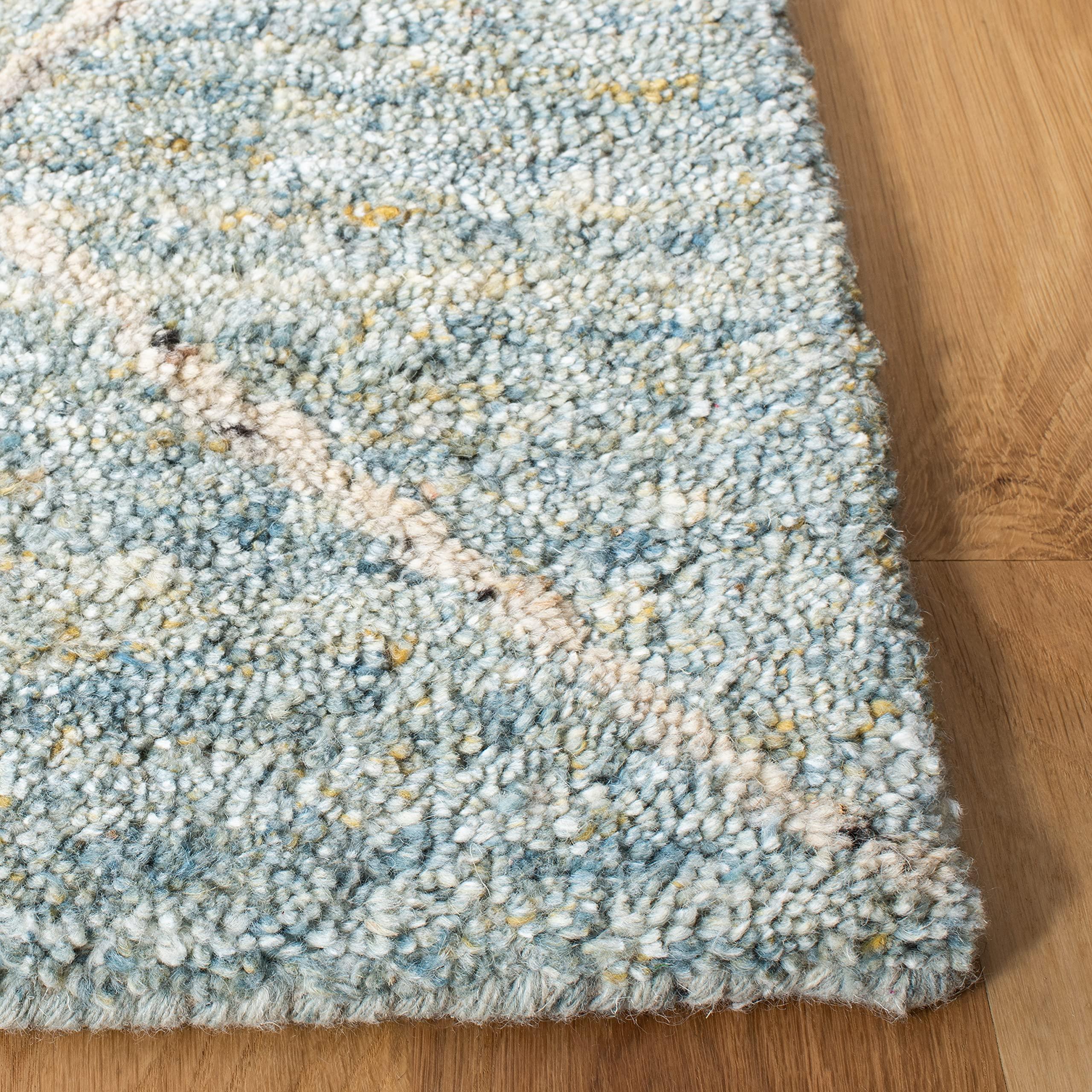 Safavieh SAFAVIEH Himalaya Collection Accent Rug - 4' x 6', Blue, Handmade Wool, Ideal for High Traffic Areas in Entryway, Living Room, Bedroom (HIM423M)