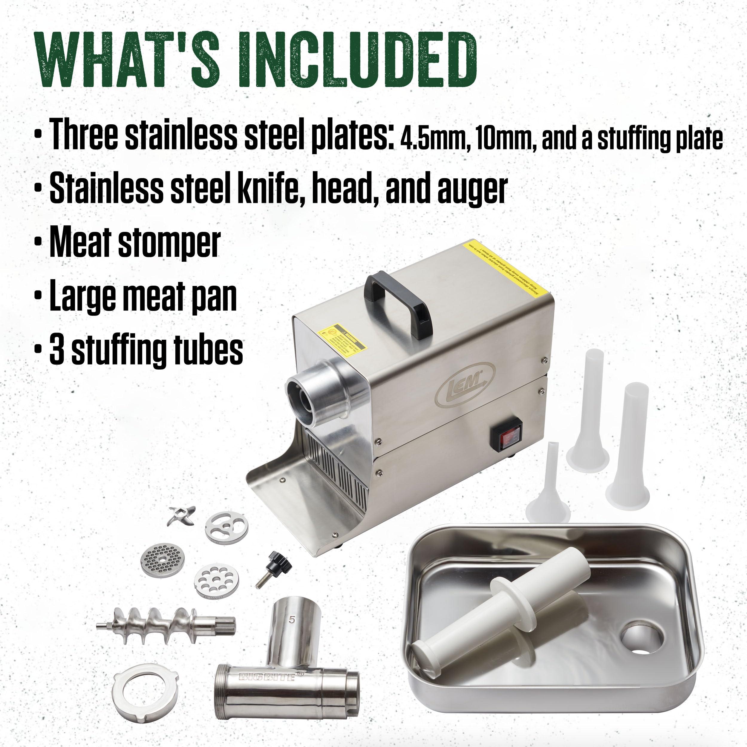 LEM LEM Products BigBite #8 Meat Grinder, 0.50 HP Stainless Steel Electric Meat Grinder Machine, Ideal for Regular Use