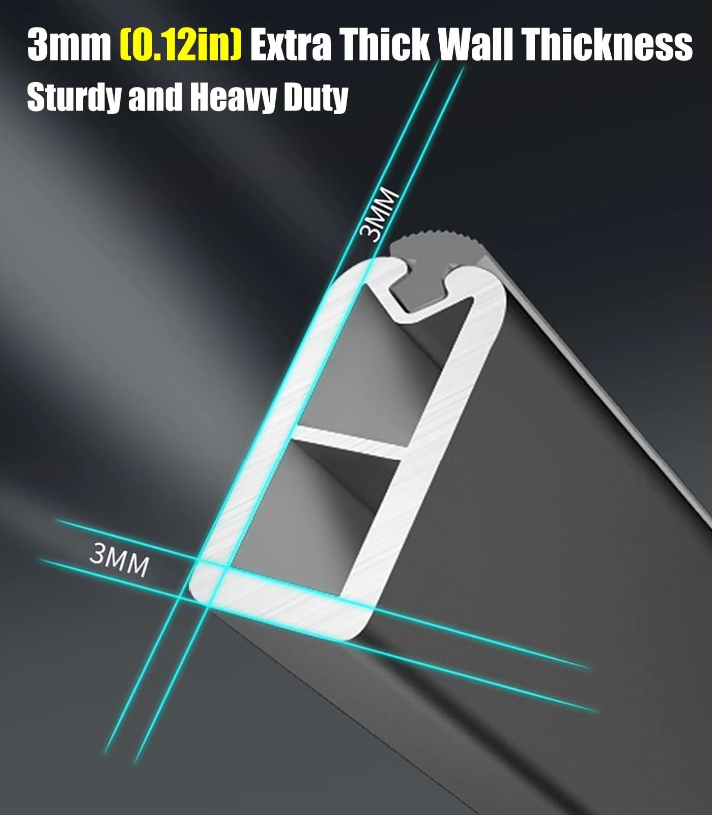 BBHW Closet Rod Square Wardrobe Bar with Non-slip Strip, Heavy Duty Clothes Hanger Bar, Black Cuttable Closet Pole, Wall Mounted Garment Organizer Rack (Size : 130cm(51 1/8") Length)