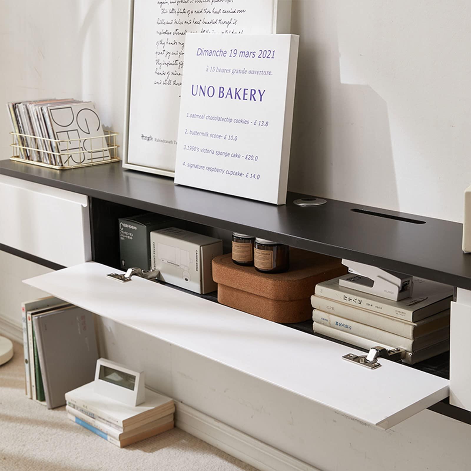 KOWJIFH Wall Shelf Floating Shelf Wall mounted TV Cabinet Set-top box Router Sky Box CD DVD Photo Jewellery Storage Cabinet TV Stands Bedroom Living room Office Multimedia Console Display Shelf Book Shelf