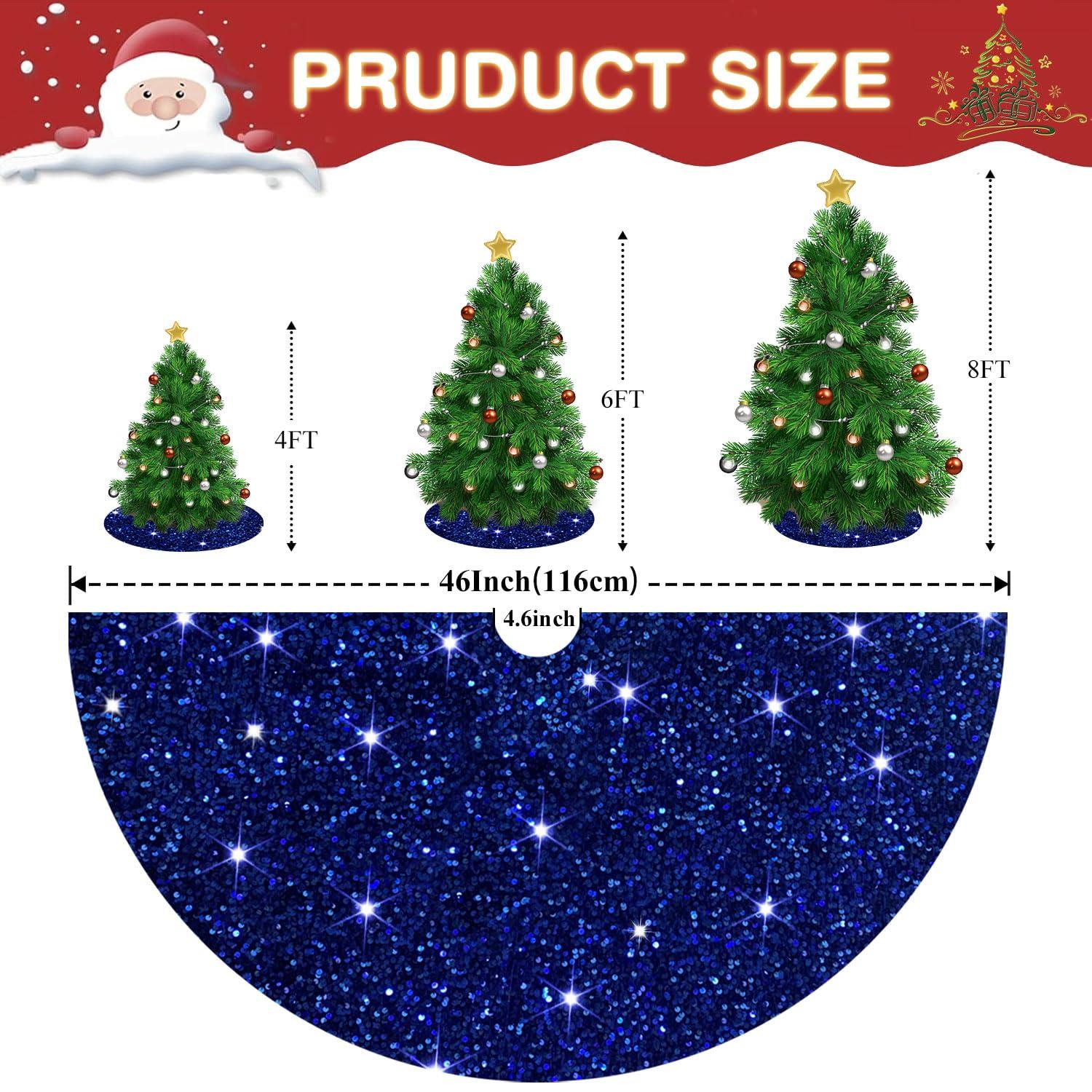 PATYDEST Christmas Tree Skirts 46 Inch Royal Blue Velvet Christmas Tree Skirt Sequin Christmas Tree Mat Rustic Tree Skirt Blue Tree Skirts for Artificial Trees Indoor Outdoor Home Blue Christmas Tree Ornaments