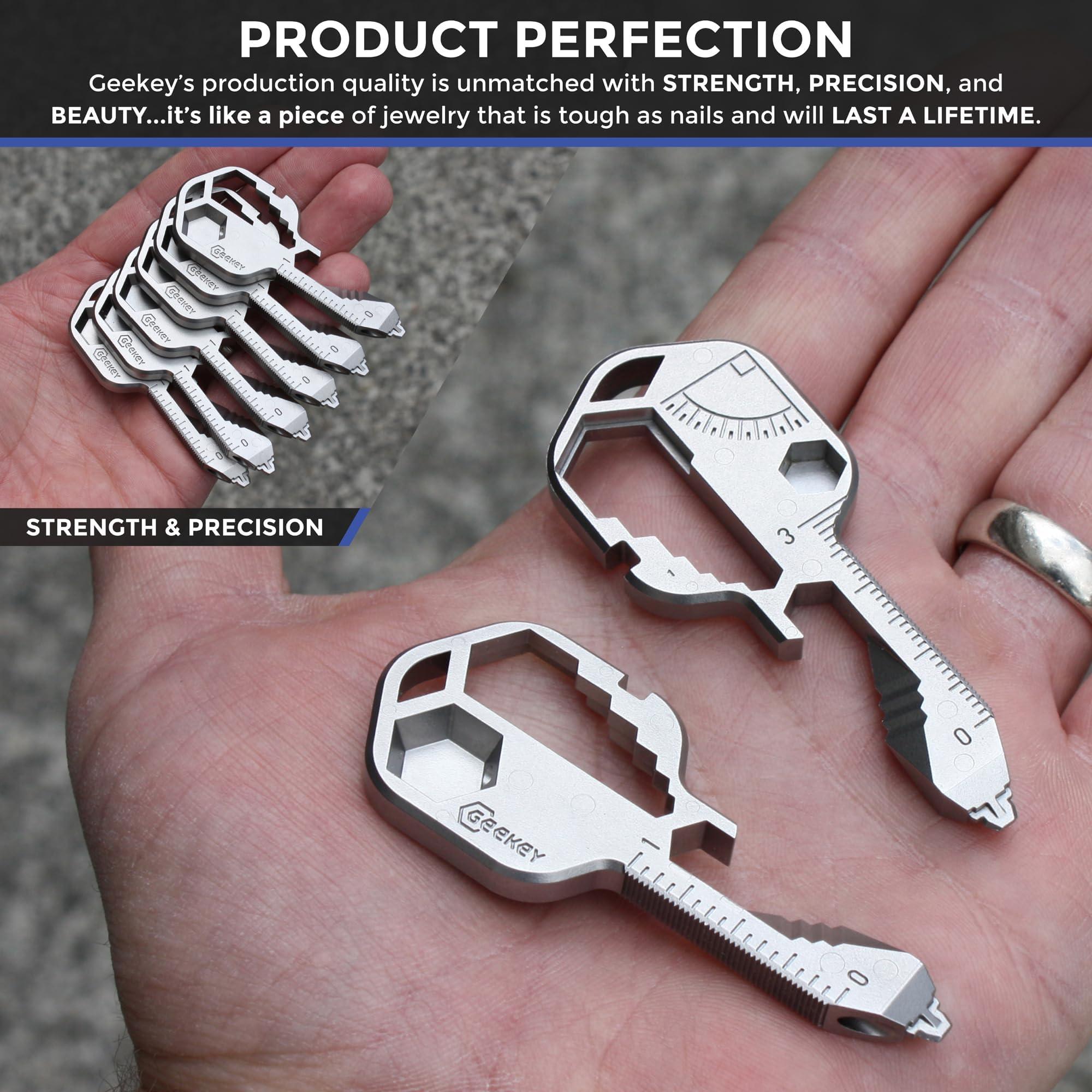 Geekey Geekey Multi-tool | Original Key Shaped Pocket Tool | Stainless Steel Keychain Utility Gadget | 16+ Tools | TSA Safe Multitool | Gift for Christmas, Men, Women, Valentine\'s, Birthday, Father