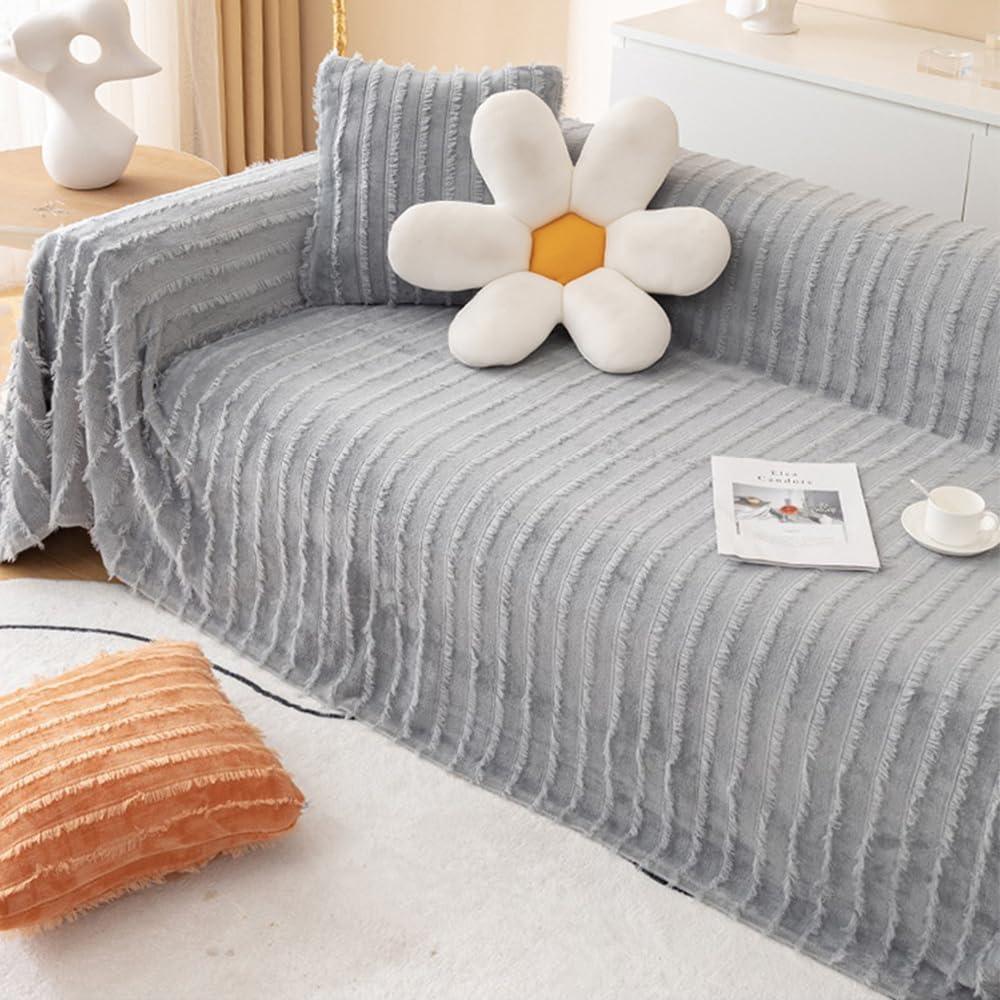 SPOUR Large Soft Tassel Throw for Sofa 1/2/3/4 Seater - Reversible Lightweight Decorative Blanket for Chair, Settees, Couch, Bed - Versatile and Stylish Blanket Throw