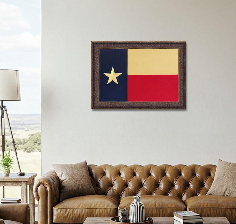 Wall Art Giant Wall Art Giant | Framed Texas Flag | Real Cotton Cloth Embroidered Flag | Hand Stretched | Custom Frame | Made In Usa 31X23 Inches