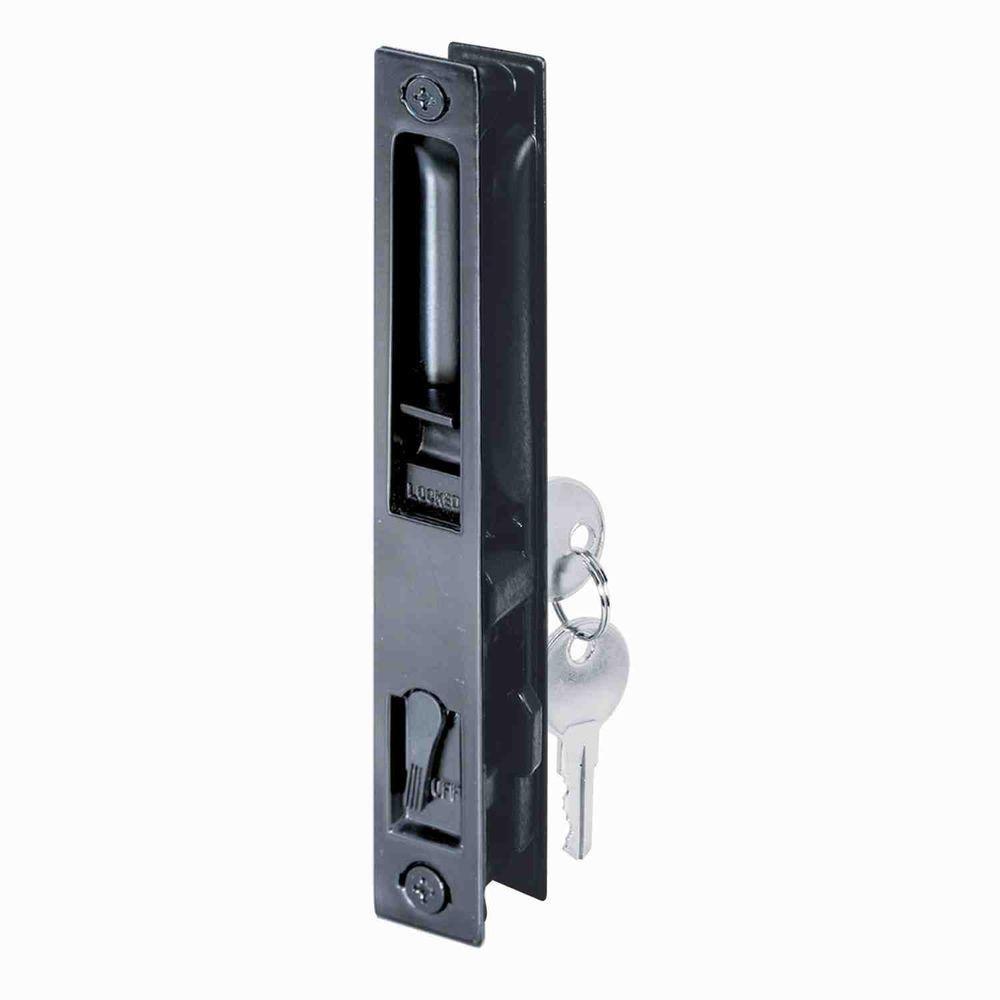 PRIME-LINE Prime-Line C 1033 Diecast Keyed Patio Sliding Door Handle Set for 1 In. to 1-1/8 In. Thick Sliding Glass Doors, Black (Single Pack)