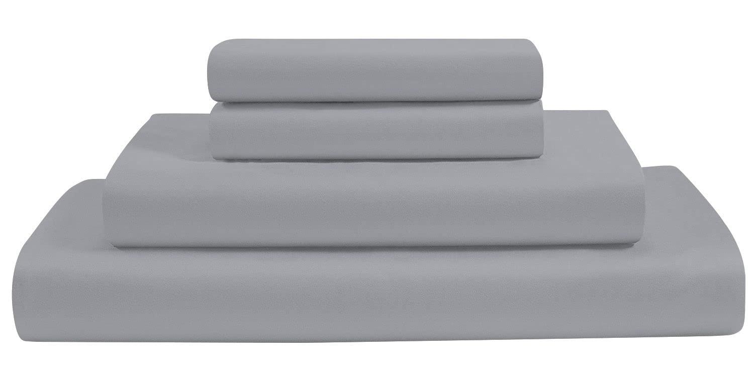 Kings Loft Luxury Waterbed Sheets King/Cal-King Size 1000 Thread Count 100% Cotton 4 Peice 21 Inches Deep Pocket Attached Waterbed Sheet Set in Solid (Silver, King/Cal-King)