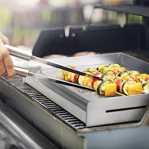 LITTLE GRIDDLE LITTLE GRIDDLE Sizzle-Q SQ180 100% Stainless Steel Universal Griddle with Even Heating Cross Bracing for Charcoal/Gas Grills, Camping, Tailgating, and Parties (18"x13"x3")