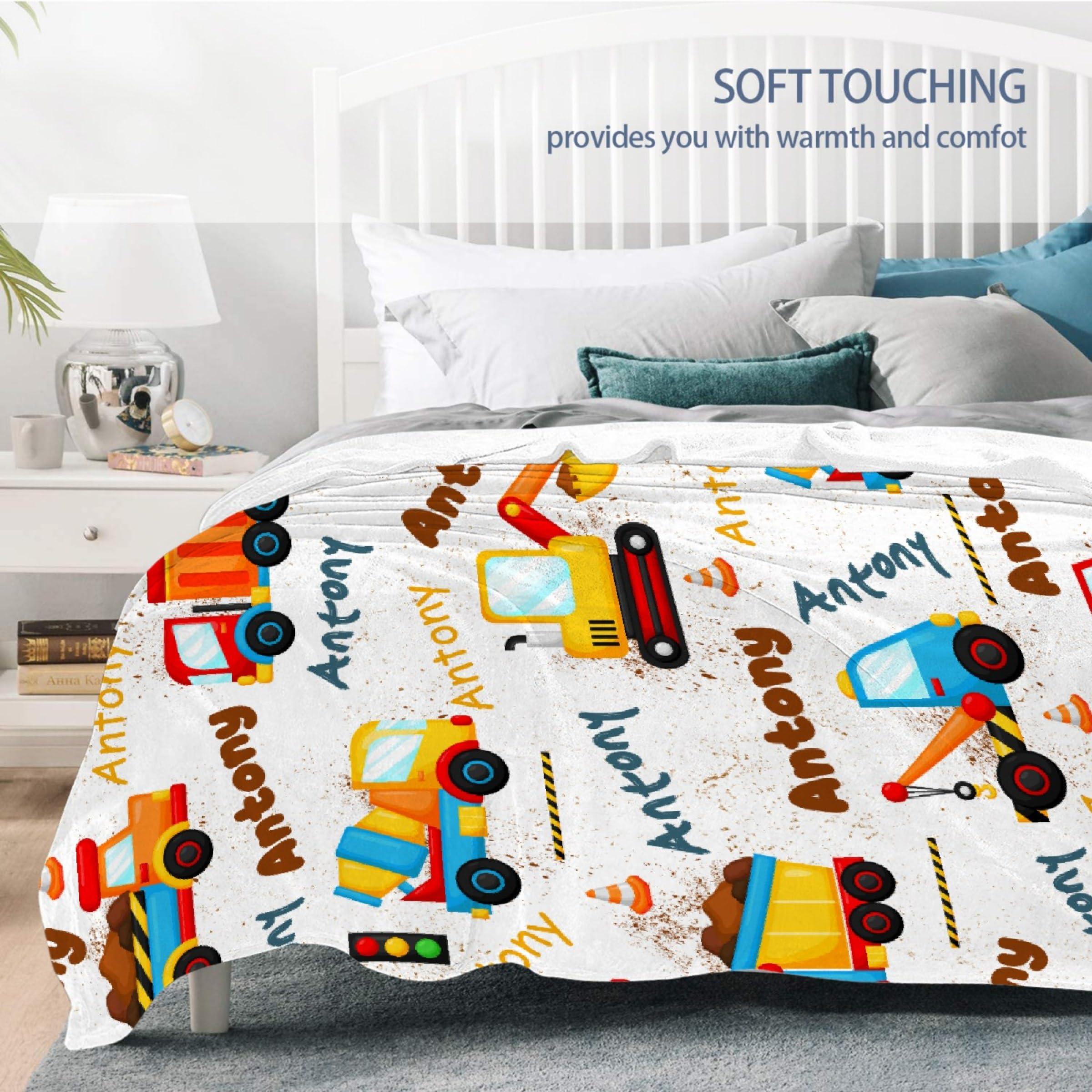 SUPERICH SUPERICH Personalized Construction Truck Blanket Gifts Construction Toddler Blanket Construction Throw Blanket for Boys Bulldozer Excavator Blanket Construction Plush Decor 80\"x60\" for Adult