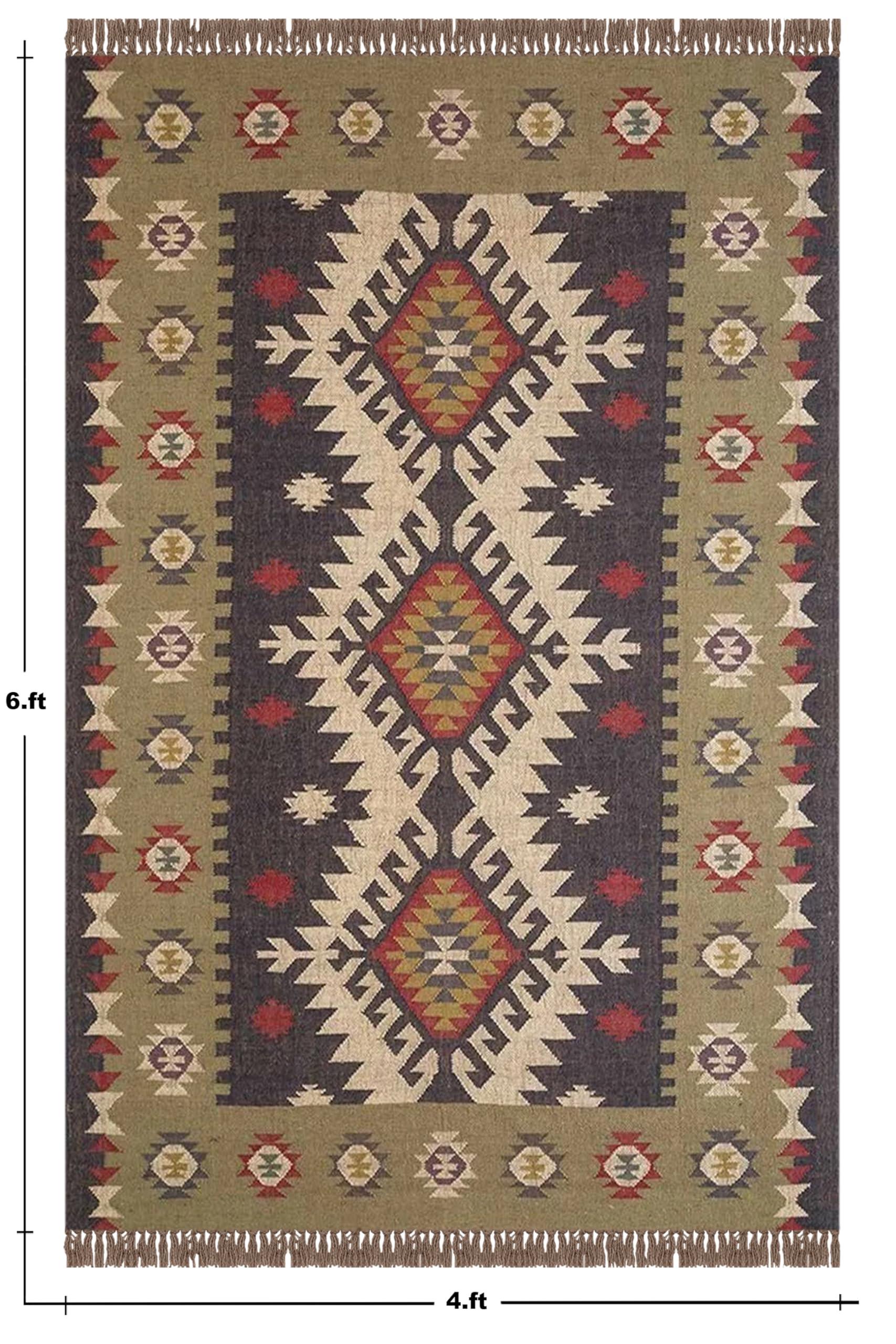 CASAVANI CASAVANI Premium Quality Rug 10x18 Area Rug Hand Woven Rug Light Green Jute Rugs for Living Room Wool Indoor Outdoor Use Boho Rug Flatweave Wool Jute Area Rugs for Terrace & Garden Yoga Mat Kitchen