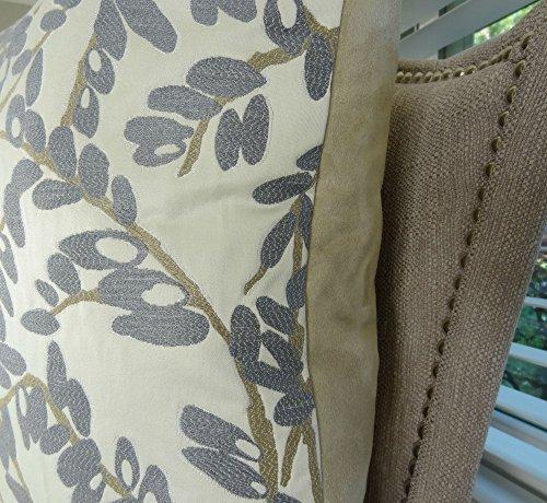 Thomas Collection Thomas Collection Gray Ivory Taupe Throw Pillow - Olive Branch Throw Pillow - Gray Modern Accent Pillow - Luxury Designer Throw Pillow, Handmade in USA, 11421