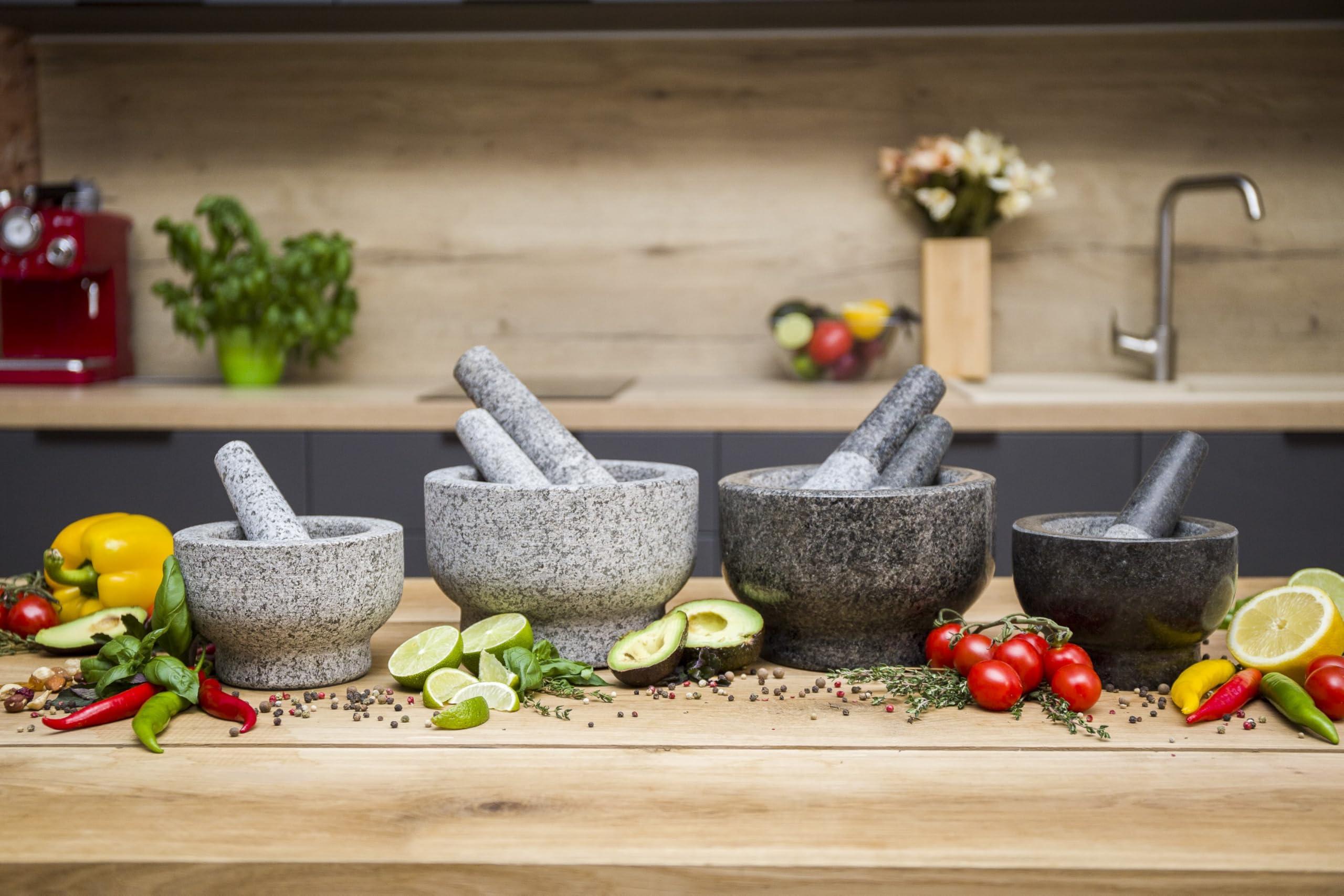ChefSofi ChefSofi Mortar and Pestle Set - 6 Inch - 2 Cup Capacity - Unpolished Heavy Granite for Enhanced Performance and Organic Appearance - Included: Anti-Scratch Protector