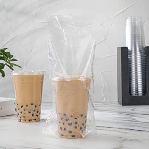 Restaurantware Restaurantware Basic Nature Plastic Drink Carriers 100 Single Cup Plastic Bags For Cups - Disposable With Handles Clear Plastic Drink Delivery Bags For Delivery Coffee Tea Juice