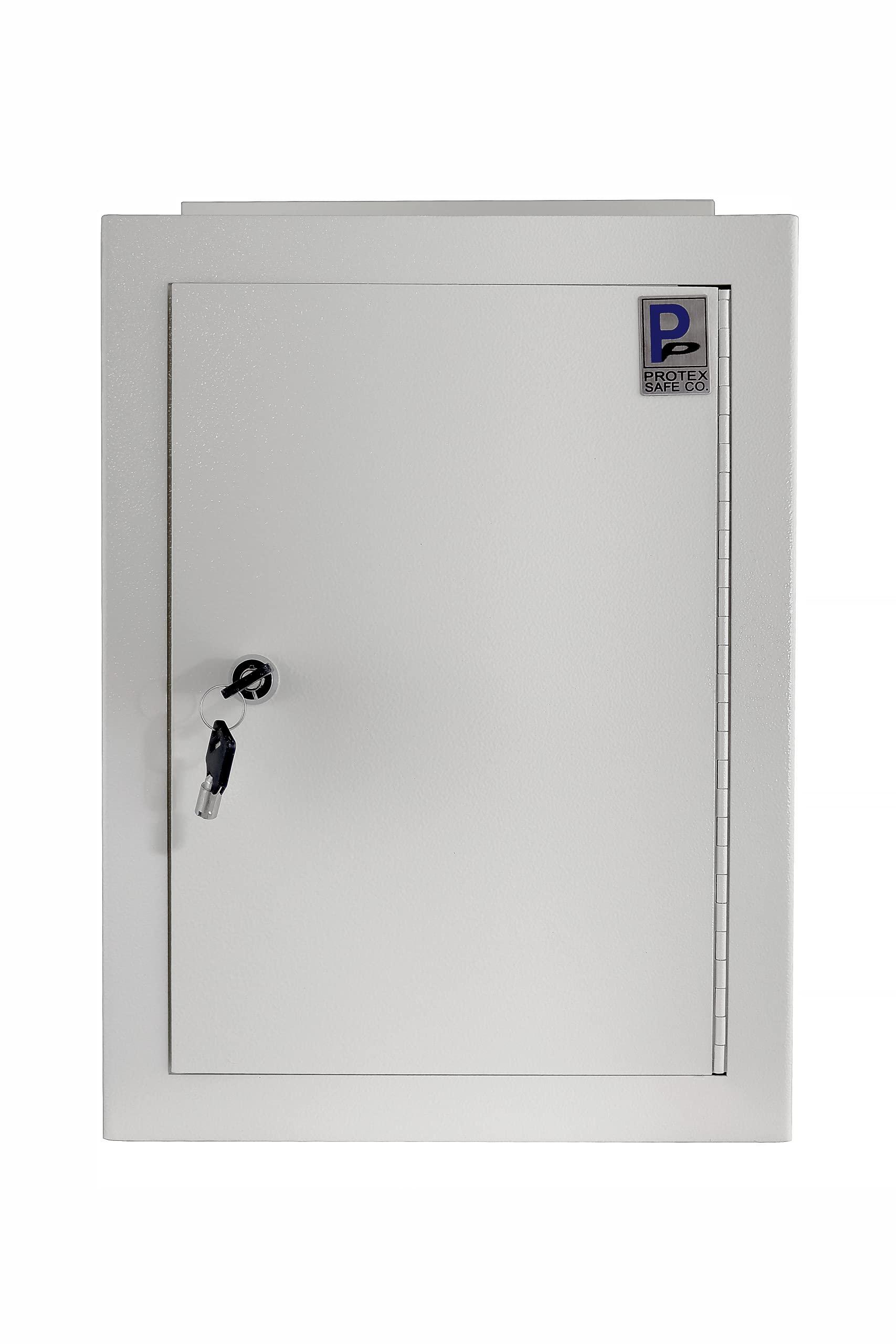 Protex Safe Co. Protex MDL-170 Wall/Door Through Drop Box,for Keys, car remotes, Cash, Checks and envelopes, Metal Baffle, Pre-drilled mounting Holes,Double Steel Door, with Adjustable Chute