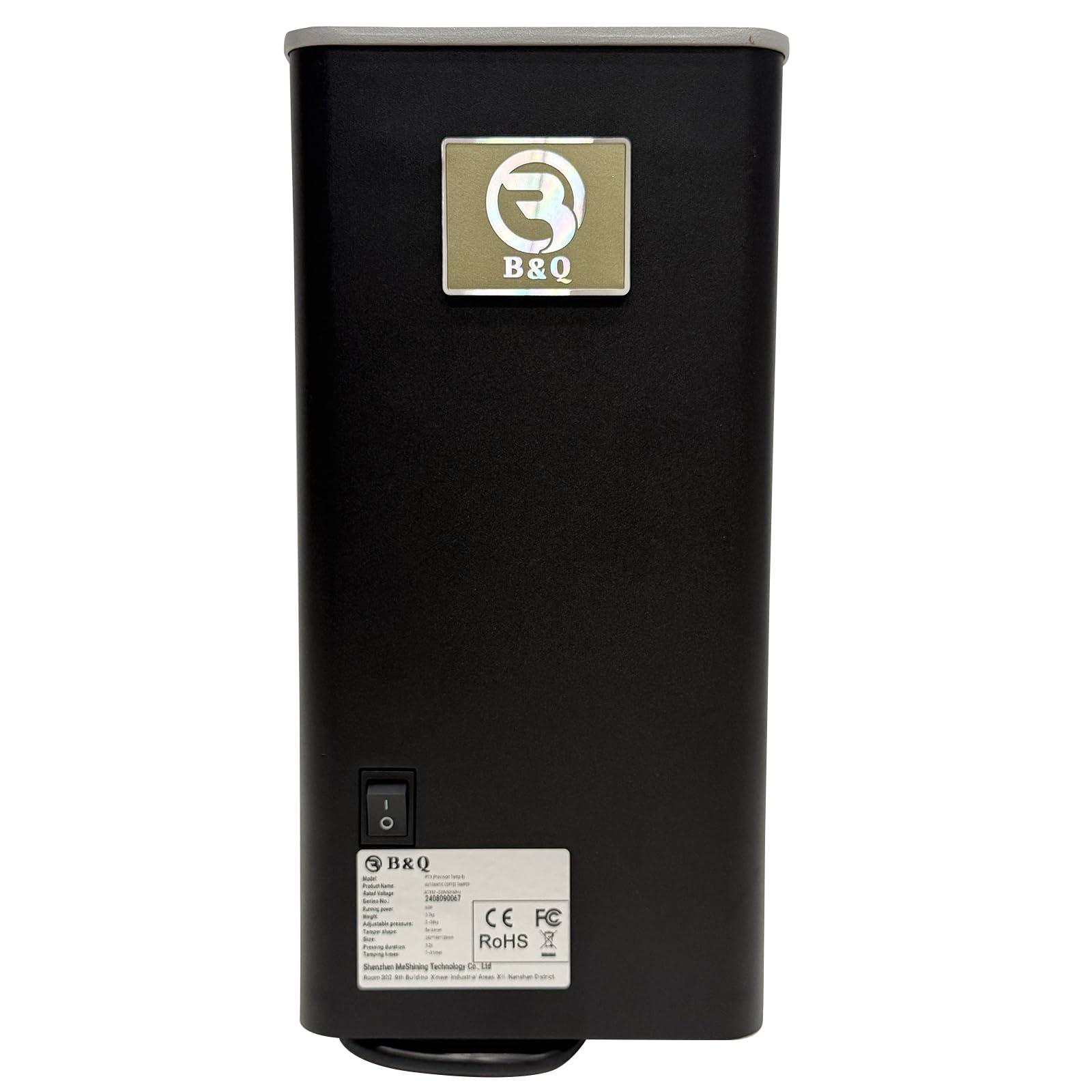 B&Q Electronic Automatic Coffee Tamper Machine - Precision Press for Perfect Espresso for Home & Commercial. Adjustable Pressure, Multi-Tamp, Hands Free Operation, Height Adjustable for Wide Range (Black)