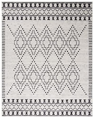 Safavieh SAFAVIEH Tulum Collection Area Rug - 8' x 10', Black & Ivory, Moroccan Boho Tribal Design, Non-Shedding & Easy Care, Ideal for High Traffic Areas in Living Room, Bedroom (TUL646Z)