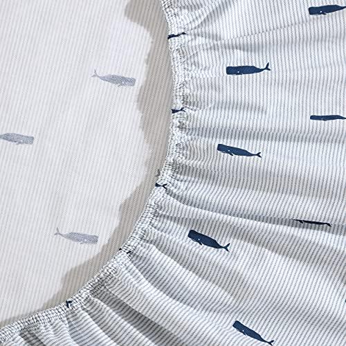Nautica Nautica - Full Size Sheet Sets, Cotton Percale Bedding, Crisp & Cool, Coastal Home Decor (Whale Stripe Blue, Full)