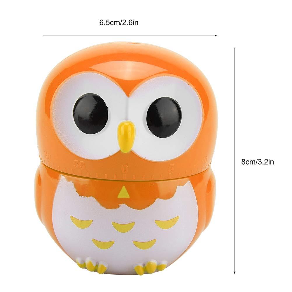 yaogohua Cute Owl Kitchen Timer, Manual Timer Mechanical Counters Clock Egg Timer for Cooking Timing Tool, Classroom Timers for Teachers(Orange)