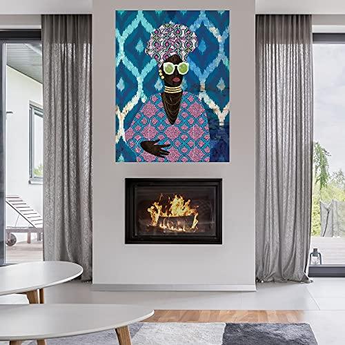 Fine Art Canvas Fine Art Canvas Modern Turban Queen Canvas Wall Decor by Artist Nikki Chu for Living Room, Bedroom, Bathroom, Kitchen, Office, Bar, Dining & Guest Room - Ready to Hang - 35 in x 46 in