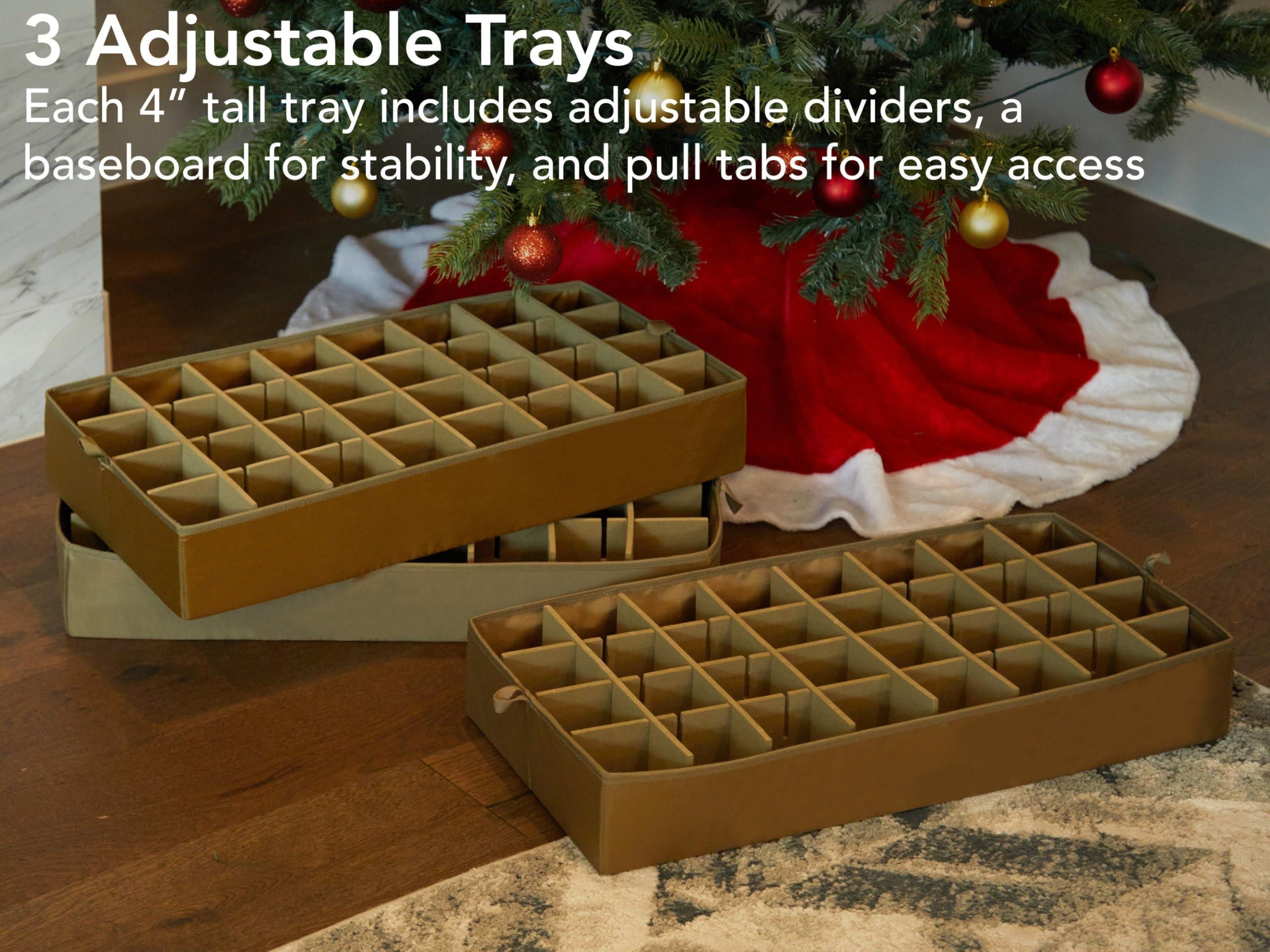 Covermates Covermates Keepsakes Adjustable Ornament Storage Box, Carrying Handles, Padded Protection - Holiday Storage-Red