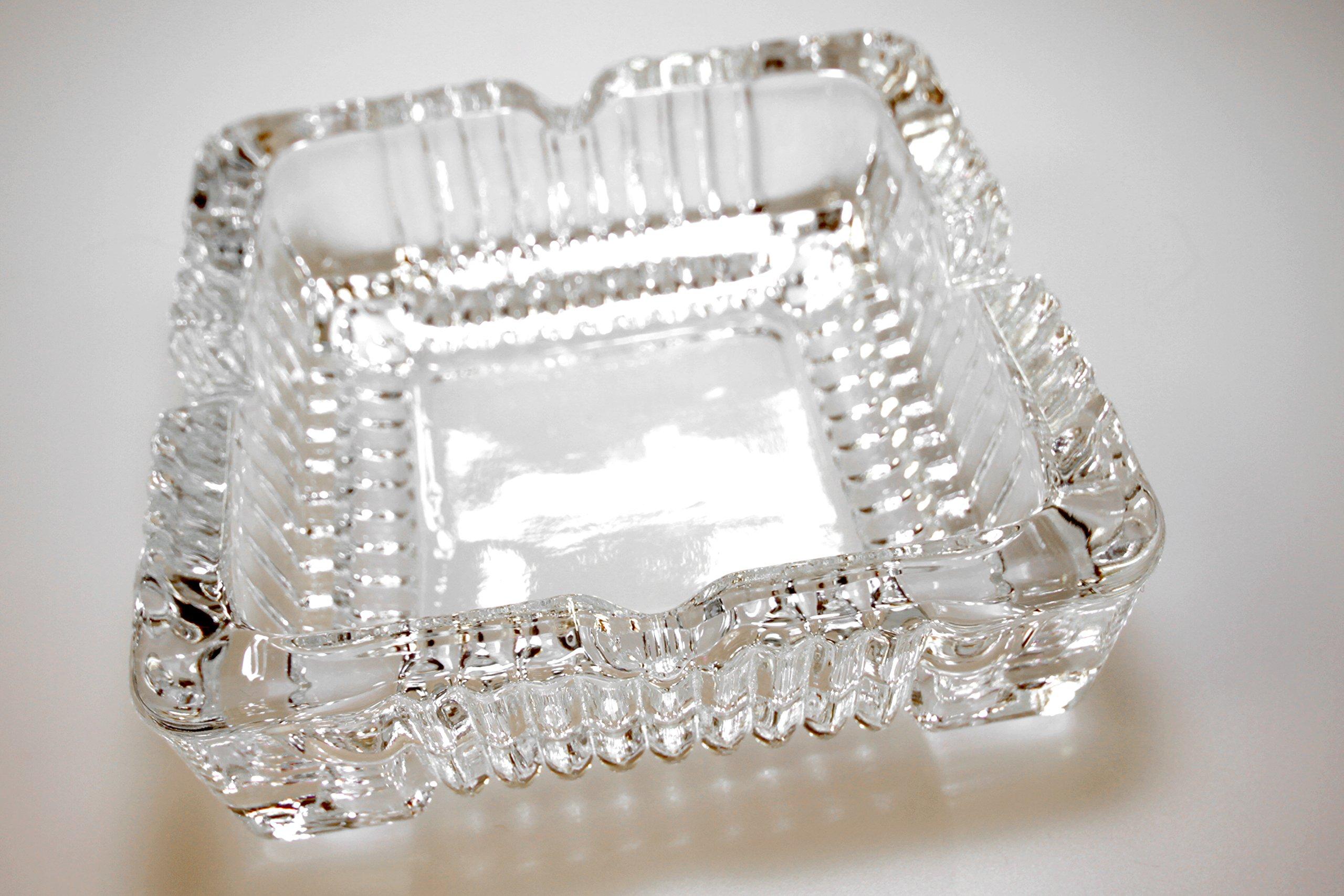 Knights Of Armur Crystal Heavy Glass Ashtray for Indoor and Outdoor Decorative (Square)