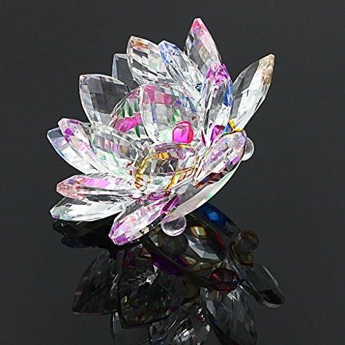 OwnMy OwnMy Sparkle Crystal Lotus Flower Hue Reflection Feng Shui Home Decor with Gift Box (3 Inch/ 80MM)