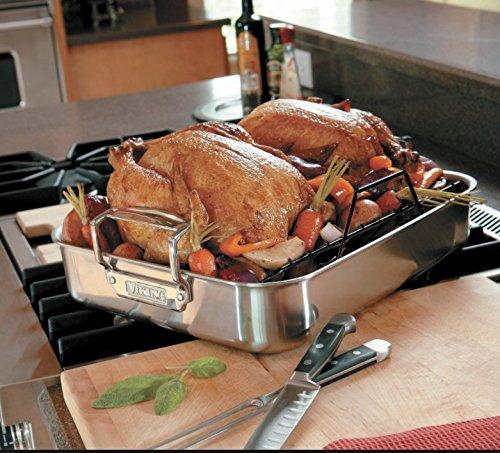 Viking Culinary Viking Culinary 3-Ply Stainless Steel Roasting Pan, Includes a Nonstick Rack, Dishwasher, Oven Safe, Works on All Cooktops including Induction