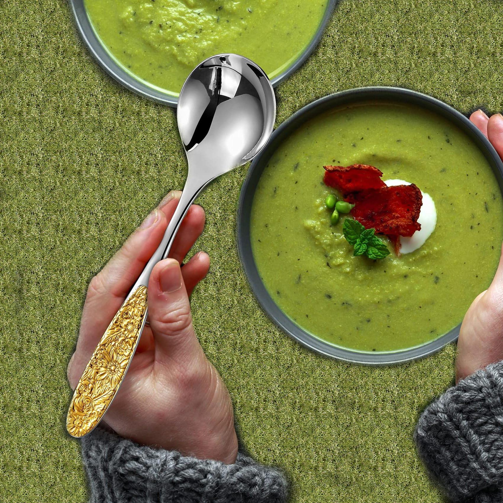 Thomaso Thomaso 40-piece Gold-Plated Silverware Flatware Cutlery Set,Sunflower Silverware Set,Gold Accent Flatware Set,18/0 Stainless Steel Flatware Cutlery Set,Black Gold Fork and Spoons Silverware Set for 8