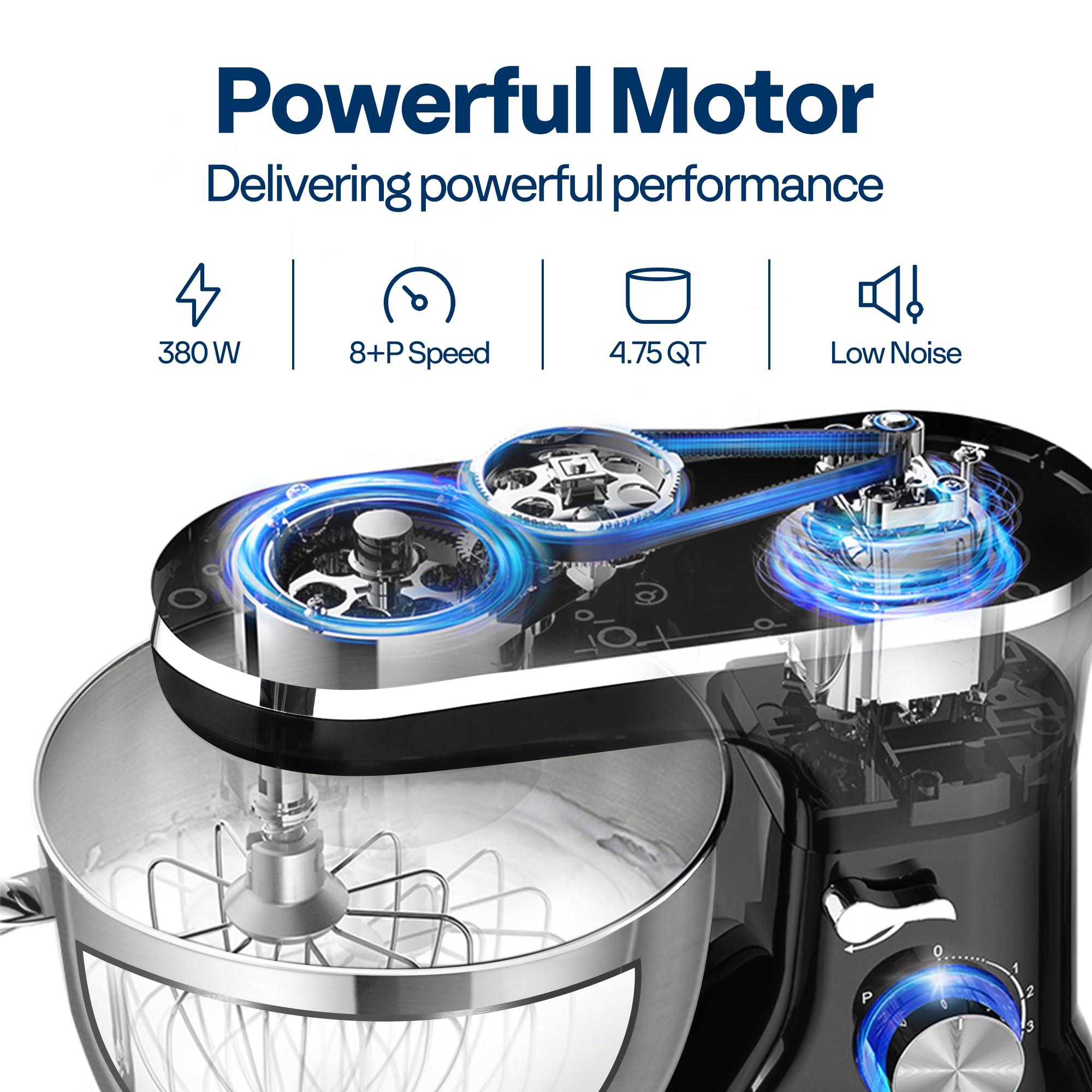 VIVOHOME VIVOHOME 4.75 Quart Stand Mixer, 8 Speed Kitchen Electric Food Mixer, Household Stand Mixer for Baking, Cake, Bread with Beater, Dough Hook, Wire Whip and Egg Separator, Black