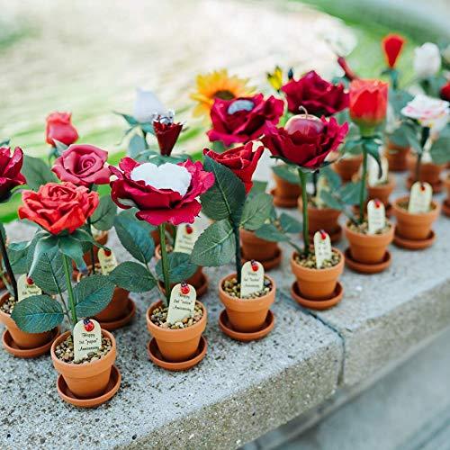 JustPaperRoses JustPaperRoses 10th Year Wedding Anniversary 7 inch Potted Aluminum Desk Rose Flower