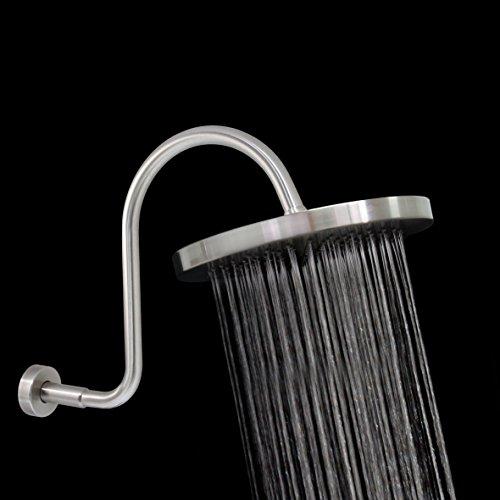 MODONA MODONA 10” Rain Shower Head and “S” Long Shower Arm with Flange – Satin Nickel - 5 Year Warrantee