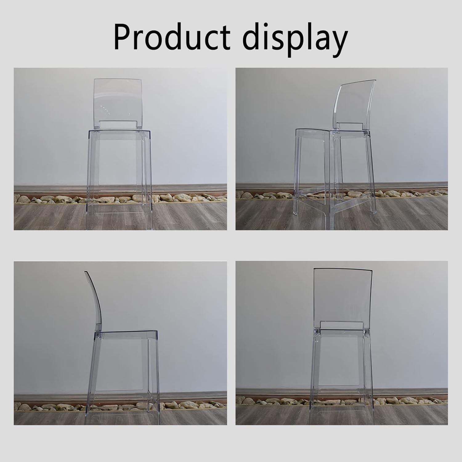 MUYRJLZX MUYRJLZX Tall Bar Chairs Clear Bar Stool Modern Dining Chair with Back and Footrest Bar Chair 43x47.5x111 Cm Chair Load 200 Kg Kitchen Bar Stools Enjoy Life