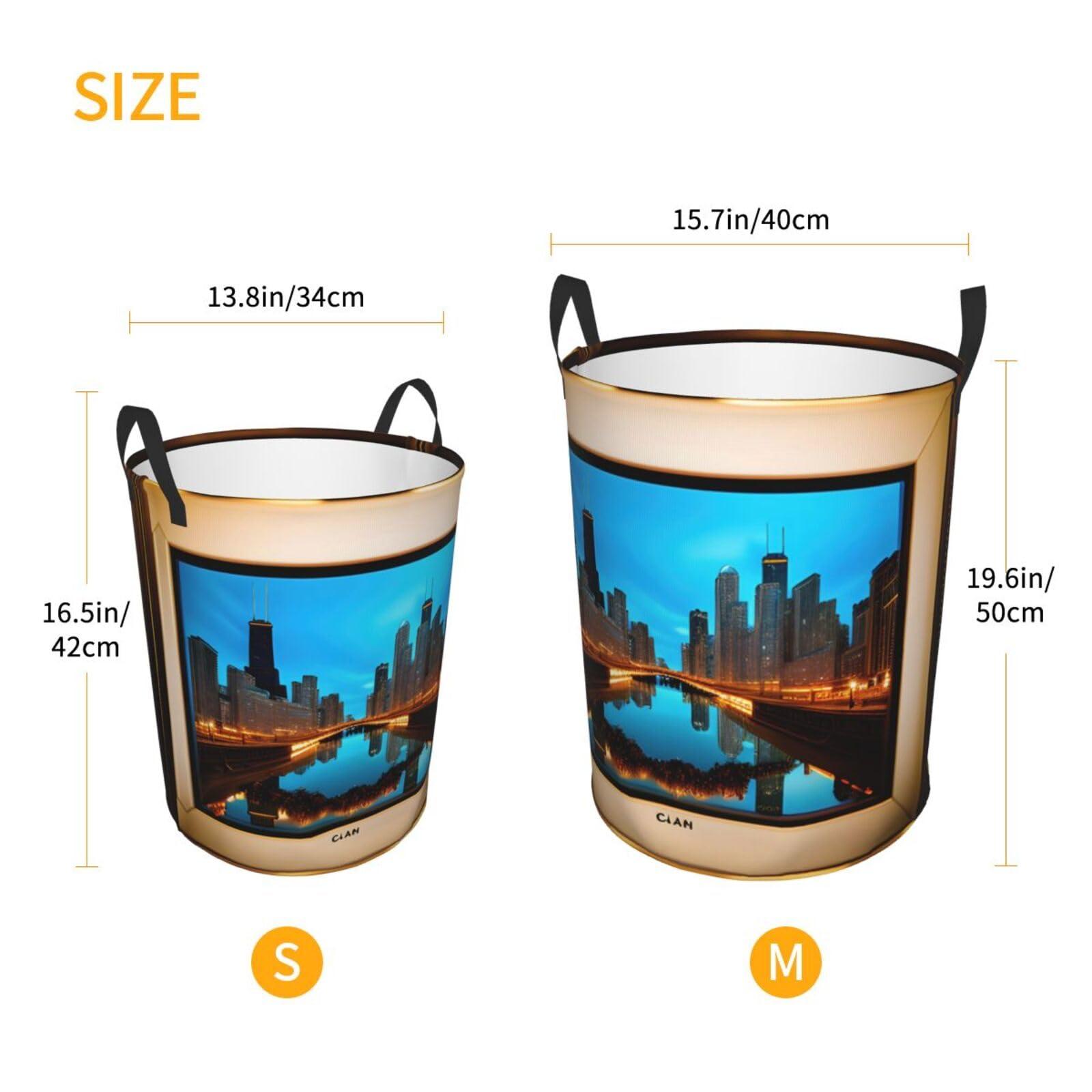 CarXs Chicago Reflected Stylish Circular Hamper - Waterproof Oxford Fabric Laundry Hamper, Suitable For Various Storage