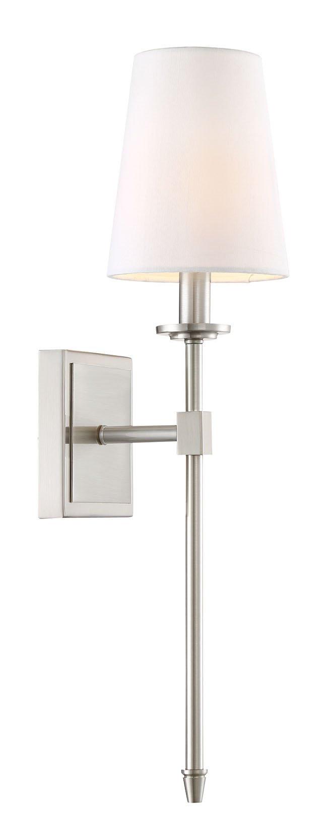 Kira Home Kira Home Torche 20" Wall Sconce/Wall Light + Linen Shade, Brushed Nickel Finish