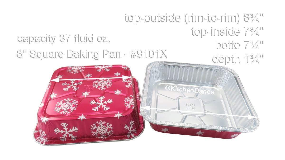 Durable Packaging Durable Packaging Disposable Aluminum Foil Red Holiday Cake Pan with Clear Dome Lid - 8 x 8 Inches - Perfect for Baking, Cooking - 9101X, 50 Count