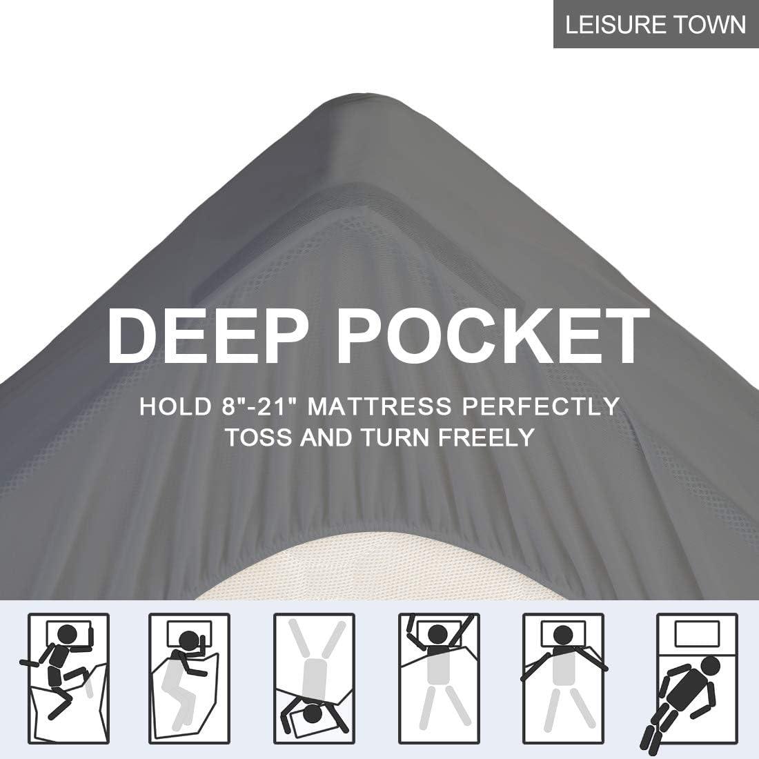 LEISURE TOWN LEISURE TOWN Mattress Pad Twin Size Soft Cotton Mattress Cover,Quilted Fitted Mattress Topper with Deep Pocket fits 8-21 inch Mattress Pillow Top,Cooling Mattress Protector, Grey 3