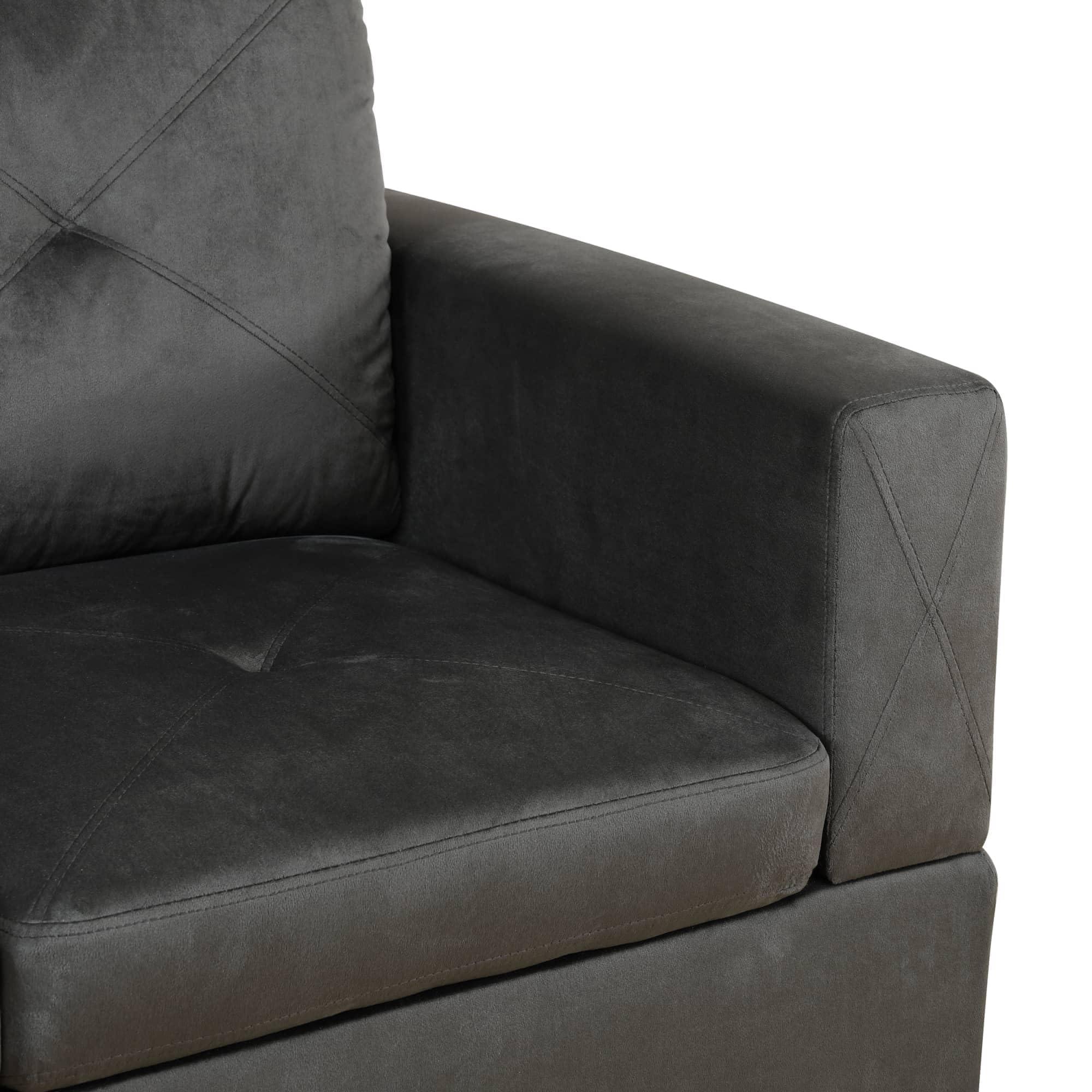 LOPOO LOPOO 3 Piece L-Shaped Sectional Sofa with 66.5'' Left Chaise Lounge, Storage Ottoman & Throw Pillows, 97'' Living Room Set, 5 Seat Upholstered Modular Sectional Couch for Apartment Grey Flannel