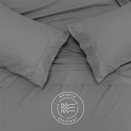 Jennifer Adams Jennifer Adams Lux Collection Sheet Set, 4-Piece Microfiber Sheets & Pillowcases - Ultra-Soft, Breathable and Wrinkle-Resistant for Full Size Bed (Full, Graphite)