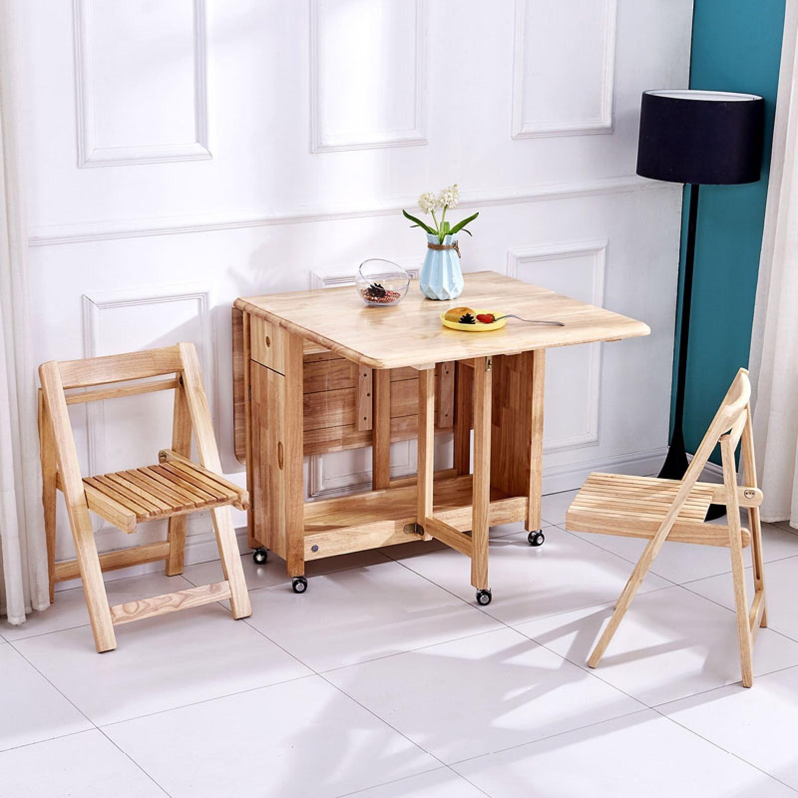 TAMUBAKS TAMUBAKS Folding Dining Table and Chair Set, Expandable Solid Wood Table and Chair, Suitable for Small Space Kitchens and RestaurantsNo Assembly Required (Single Table)