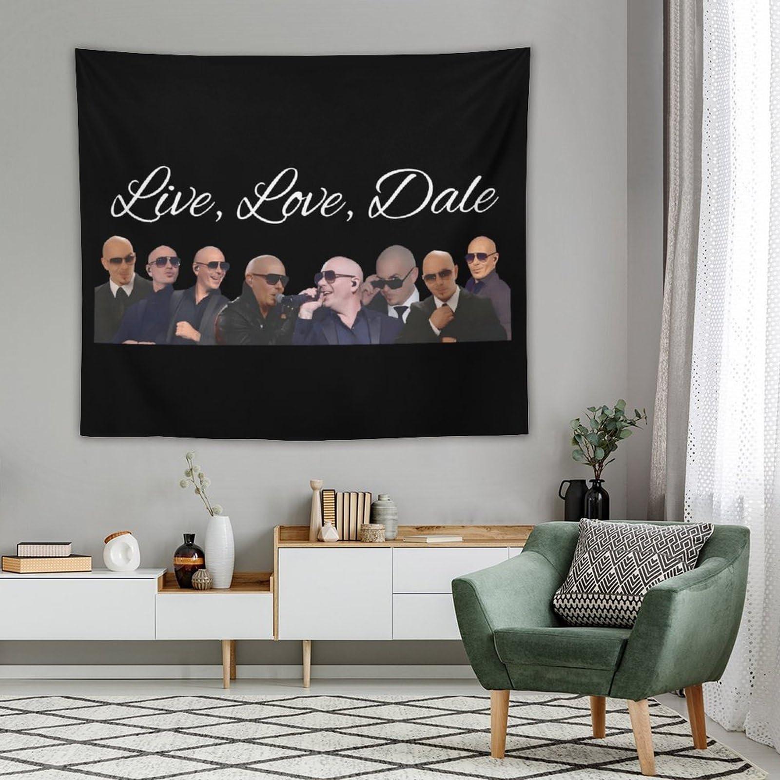 ZPANTAO ZPANTAO Pitbulls Mr Worldwide Tapestry Wall Hanging Pitbulls Mr Worldwide Large Tapestry for Bedroom Aesthetic Tapestries for Living Room Dorm 50\"x60\"